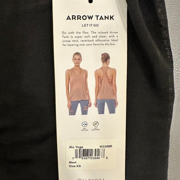 NWT Alo Arrow Tank in Black size XS - Picture 2 of 6